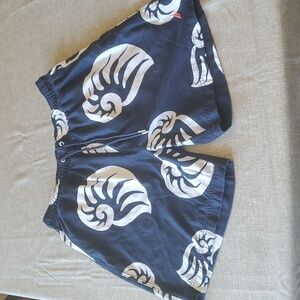 Nautica Men's Navy Blue Print Swim Tunks Board Shorts | Size: M